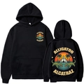 Schwarzer Alligator Alcatraz Kapuzenpullover mit Krokodilgrafik, Vorder- und Rückseite - S / Schwarz