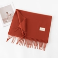 Sciarpa marrone rosso effetto cashmere con nappe morbide ed etichetta tessuta - Senza Etichetta / Arancione