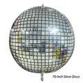 Shiny 70-inch silver disco ball foil balloon with star patterns for party decor - 70 inch / Silver