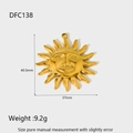 Detailed size specifications for a gold sun face stainless steel jewelry pendant - DFC138-Sun Face