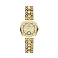 Goldene Damenarmbanduhr mit Milanaise-Armband und kleinem rechteckigem Zifferblatt - Gold