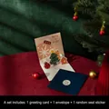 Biglietto di Natale 3D Stile E con pop-up, busta blu e adesivo sigillo coordinato - Stile E-Musica di Natale (Albero di Natale/Orso)