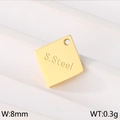 Square 8mm stainless steel pendant in 18K gold finish with S.Steel engraving - Gold Square (KLJ9160-Z)