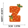 Detailed dimensions of Easter carrot-themed embroidered letter Z patch with size markers - Letter Z
