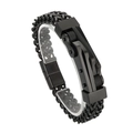 Pulsera negra de estilo hip hop para hombre en acero inoxidable con hebilla exclusiva - Negro (KB164181-KFC)
