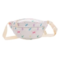White mini nylon kids fanny pack with colorful candy prints and rabbit zipper charm - White