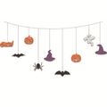 Glitzernde Halloween-Girlande mit Kürbis-, Fledermaus- und Spinnen-Hängedekorationen - 9-teiliges Set Hängegirlande