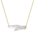 Elegant gold chain necklace featuring a unique natural white baroque pearl pendant - Gold Irregular Pearl Pendant(30起订-GPN16)