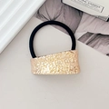 Minimalist elastic hair tie with golden hammered texture metal block in vintage style - Style J Light Gold