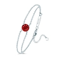 Classic silver S925 sterling silver bracelet featuring a round red moissanite stone - January Natural Garnet