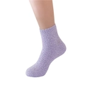 Plush purple slipper socks for women made of soft coral fleece with a fluffy texture - Light Purple