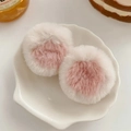 Lot de deux pinces à cheveux en peluche dégradé rose et blanc dans un plat coquille - Oreilles rondes blanches (1 paire)