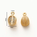 Detail view of 18k gold plated durian charm with cubic zirconia for jewelry making - Jackfruit Pendant