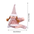 Pink Christmas doll with braided hair and knit hat, size 36cm by 25cm decoration - Pink with White Ball Knit Hat