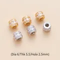 Details von 6mm Zirkonia-Abstandshalter aus Messing für DIY-Schmuck in Gold und Silber - Zylindrischer Mikro-Pave-Stil (TPJ600-Weiße Zirkonia) / Gold