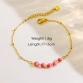 Double-layered 14K gold stainless steel bracelet featuring pink faceted natural stone beads - YTB240603-Pink Faceted Stone Beads