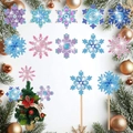 Funkelnde Schneeflocken Diamantmalerei Deko mit blauen und rosa Pailletten für Weihnachten - ZSB-17 (Romantische rosa Schneeflocke)