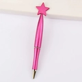 Sparkly rose red ballpoint pen featuring a glitter finish and creative star top decoration - Pentagram / Pearlescent Rose Red