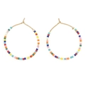 Orecchini a cerchio bohémien con perline Miyuki colorate e cerchi dorati con perline quadrate - Stile A/Multicolore