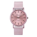 Pink Geneva quartz watch for women with stylish mesh band and minimalist round dial - Pink