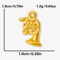 Detail view of 304 stainless steel horn pendant with size 1.8x1.0cm and weight 1.2g - Gold