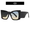 Oversized square sunglasses with thick black frames and blue-to-yellow gradient lenses - Glossy Black Green to Tea Gradient