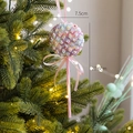 Pink lollipop Christmas ornament with embroidery dots and measurements 7.5cm x 21.5cm - Macaron Lollipop [Style C]