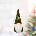 Christmas gnome ornament with green knitted hat and white snowflake pattern hanging - Style B / Green