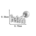 Silver stainless steel cartilage stud earring with HIM lettering and screw ball back - Silver 'him' Style