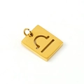 Minimalist 18K gold plated stainless steel Libra zodiac rectangular pendant charm - Libra