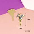 Blue and white enamel iris flower alloy pendant with golden finish for DIY jewelry making - 8 Iris