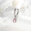 Orecchini a cerchio in argento con ciondolo a goccia rosa e dettagli ali a lisca - Stile Goccia d'Acqua Rosa (A986-3#)