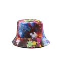 Reversible bucket hat with colorful nebula print and vibrant maple leaf graphic patterns - One Size / Colorful Starry Sky Maple Style (02)