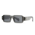 Retro square sunglasses with gray translucent frames and gold diamond rivets detail - Transparent Grey Frame Grey Lens