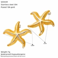 Orecchini a forma di stella marina bicolore in acciaio inossidabile placcato oro 18k - Stile Stella Marina Bicolore Oro e Argento (SE945M)