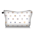 Detailansicht der Kosmetiktasche mit blauem und orangem Evil-Eye-Muster und Textur - Weißer Böhmischer Blau Oranger Texturstil (jaiying129)