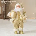 Babbo Natale dorato con scatola regalo e sacchetto, statuetta piccola 34cm - Oro Modello A Piccolo