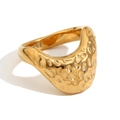 Anello vintage in acciaio inossidabile placcato oro 18K con texture martellata e design aperto - US 6 / Oro