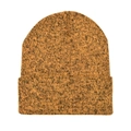 Bonnet en maille chiné orange et noir à revers pour la chaleur en extérieur à la mode - Jaune