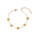 Elegant gold titanium steel chain bracelet with five camellia flower charms and lobster clasp - Five-petal Flower