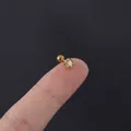 20G gold stainless steel cartilage stud earring with rainbow cubic zirconia inlay - Gold Aurora Borealis Zirconia (299-3#)