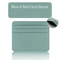 Morandi light blue PU leather card holder with 4 card slots and stitched edges - Light Blue