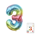 Rainbow gradient number 3 foil balloon with metallic finish for birthday party decor - 40-inch Gradient 3-piece Paper Card