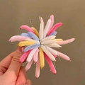 Pince à cheveux pompon floqué aux couleurs macaron avec des bandes douces en peluche - 45# Pince à Bec-Rose/Bleu/Blanc