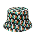 Detail of St. Patrick's Day bucket hat featuring shamrock prints in Irish flag colors - M(56-58cm) / Black with Irish Flag Color Shamrock (G)