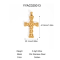 Spécifications détaillées de taille pour pendentif croix en acier inox doré avec texture - Style Grande Croix Texturée (YYAC025013)