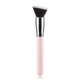 Angled foundation brush with pink handle and silver ferrule for flawless makeup - Pink Silver Angled