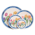4-piece set of Nordic tulip print woven cotton placemats in multiple sizes - Style A / 12cm