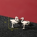 Orecchini a perno a fenicottero in acciaio inossidabile argento, 12 mm per 8 mm - Color Acciaio
