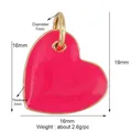 Pink enamel heart pendant charm with gold plating and 16x19mm dimensions - Basic Heart-Rose
